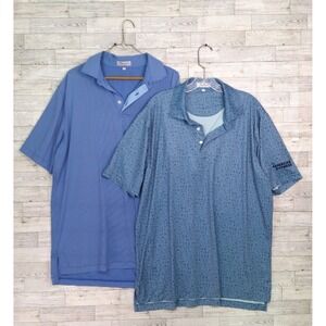 Lot of 2 Peter Millar Men's Golf Polo Shirt Short Sleeve Top Comfort Sz L Large